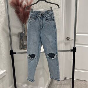 Cotton On Jeans Stretch Straight Leg Ripped Distressed Light Wash Jeans